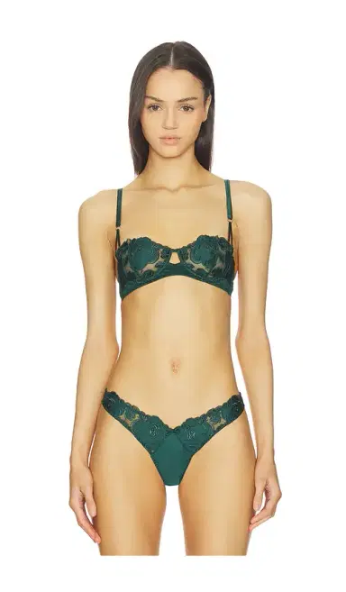 Fleur du Mal Rose Logo Embroidery Balconette Bra | Thumbnail 1 Fleur du Mal Rose Logo Embroidery Balconette Bra | Thumbnail 1