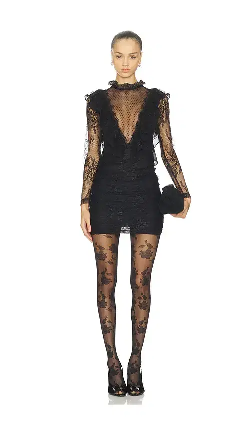 PatBO Laila Lace Long Sleeve Short Dress