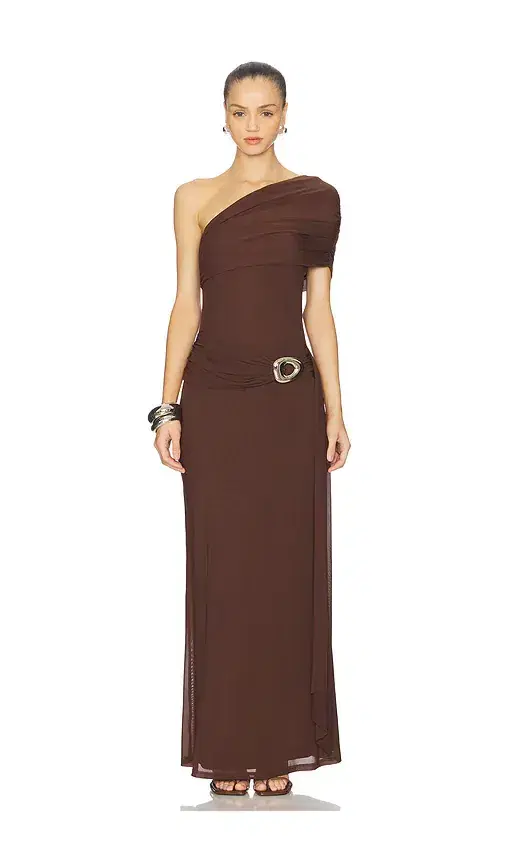 Runaway The Label Kassi Draped One Shoulder Midi Dress