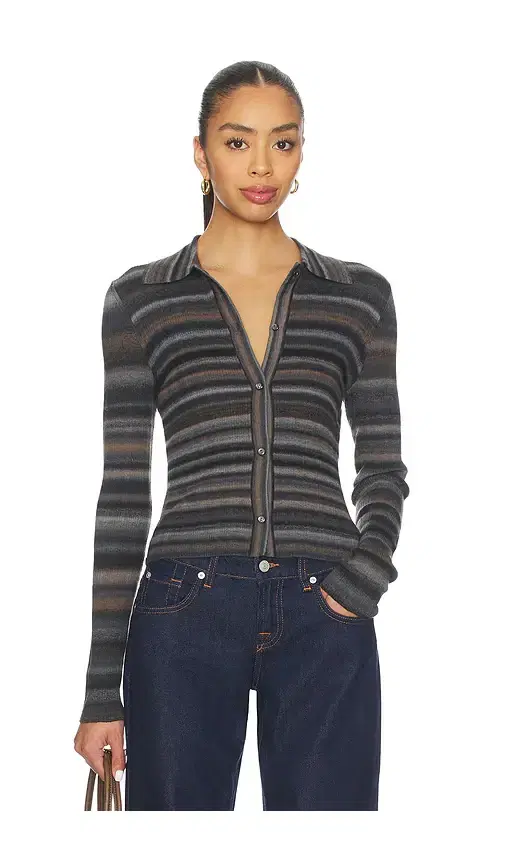 Ribbed Polo Cardi