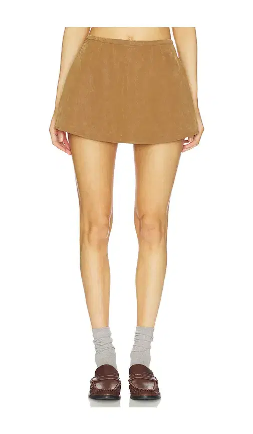 Free People x We The Free Paradise Found Suede Skirt In Carmel CafÃ©
