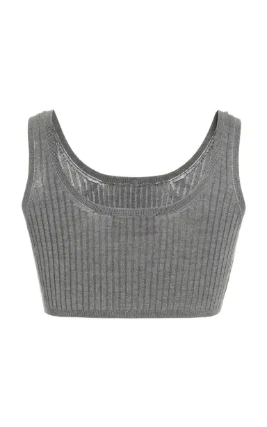 Prada Ribbed Silk Cropped Bra Top | Thumbnail 5 Prada Ribbed Silk Cropped Bra Top | Thumbnail 5