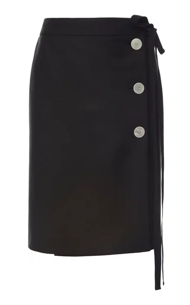 Prada Button-Embellished Mohair-Blend Skirt