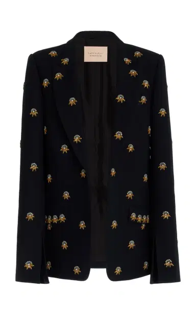 Cucculelli Shaheen Medallion-Embellished Wool-Silk Blazer | Thumbnail 5