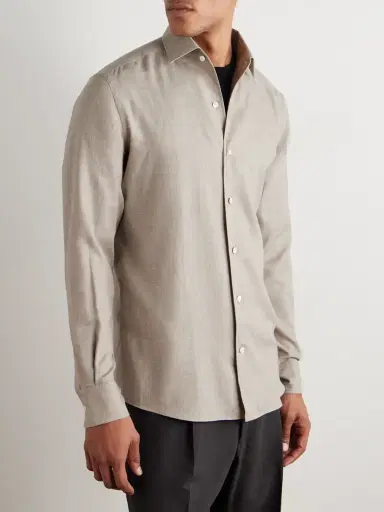 Zegna Cotton and Cashmere-Blend Shirt - Men | Thumbnail 3 Zegna Cotton and Cashmere-Blend Shirt - Men | Thumbnail 3