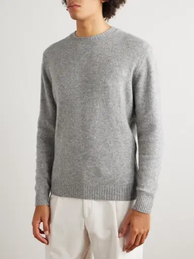 Thom Sweeney Brushed Cashmere-Blend Sweater - Men | Thumbnail 3