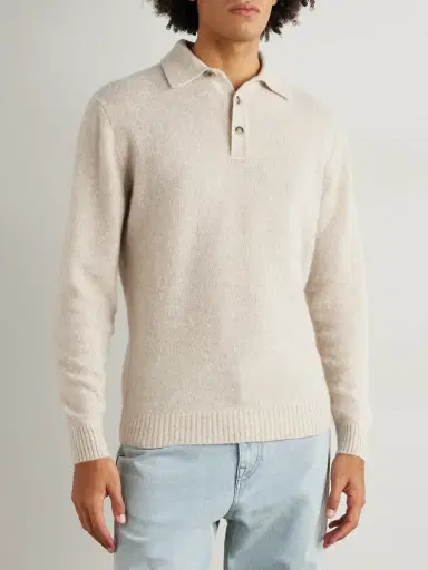 Thom Sweeney Brushed Cashmere-Blend Polo Shirt - Men | Thumbnail 3