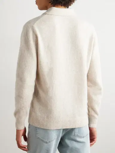 Thom Sweeney Brushed Cashmere-Blend Polo Shirt - Men | Thumbnail 4
