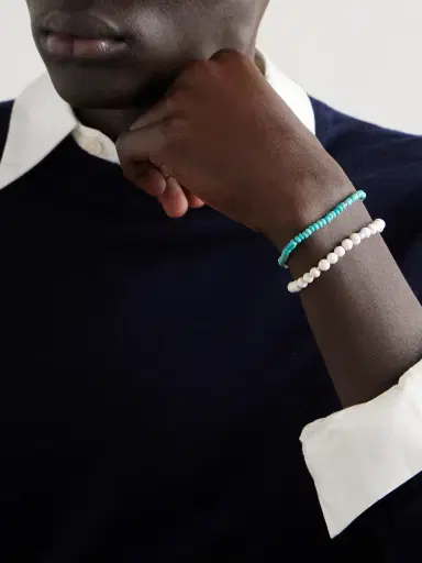 Mikia Circle 8 Sterling Silver and Magnesite Bracelet - Men | Thumbnail 2 Mikia Circle 8 Sterling Silver and Magnesite Bracelet - Men | Thumbnail 2