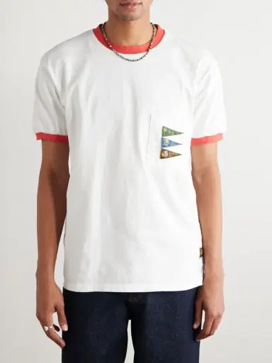 KAPITAL Pennant Ringer Logo-Appliquéd Cotton-Jersey T-Shirt - Men | Thumbnail 3 KAPITAL Pennant Ringer Logo-Appliquéd Cotton-Jersey T-Shirt - Men | Thumbnail 3