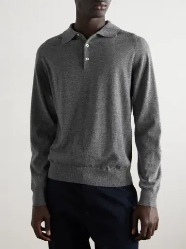 Drake's Wool and Alpaca-Blend Polo Shirt - Men | Thumbnail 3
