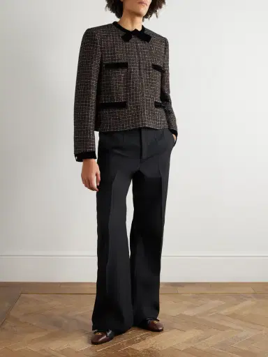 Valentino Garavani Cotton Velvet-Trimmed Houndstooth Wool-Blend Jacket - Men | Thumbnail 2 Valentino Garavani Cotton Velvet-Trimmed Houndstooth Wool-Blend Jacket - Men | Thumbnail 2