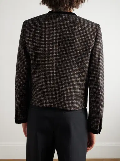 Valentino Garavani Cotton Velvet-Trimmed Houndstooth Wool-Blend Jacket - Men | Thumbnail 3 Valentino Garavani Cotton Velvet-Trimmed Houndstooth Wool-Blend Jacket - Men | Thumbnail 3