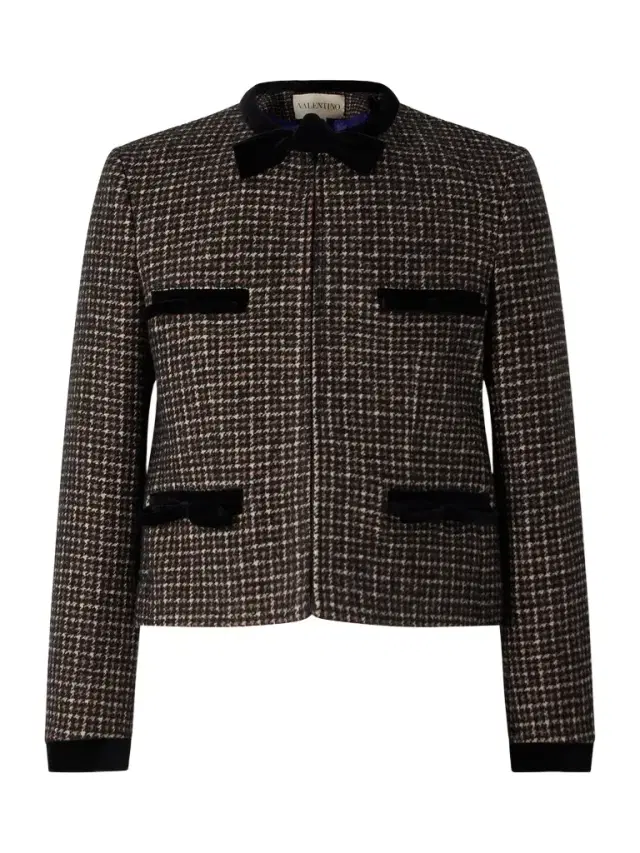 Cotton Velvet-Trimmed Houndstooth Wool-Blend Jacket - Men