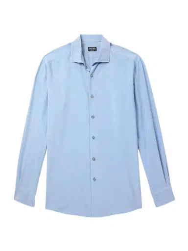 Zegna Spread-Collar Mulberry Silk Shirt - Men | Thumbnail 1