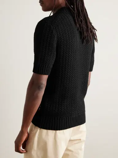 Orlebar Brown Textured-Knit Organic Cotton Polo Shirt - Men | Thumbnail 3