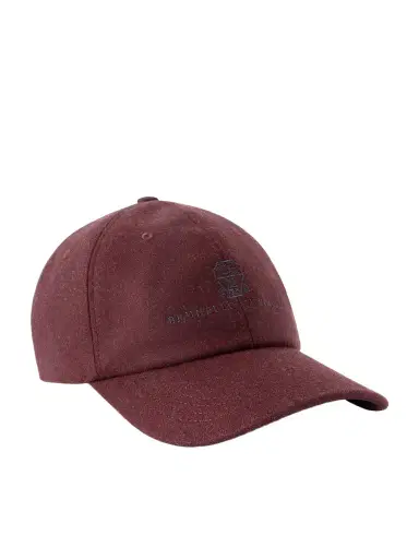Brunello Cucinelli Logo-Embroidered Leather-Trimmed Wool-Flannel Baseball Cap - Men | Thumbnail 1 Brunello Cucinelli Logo-Embroidered Leather-Trimmed Wool-Flannel Baseball Cap - Men | Thumbnail 1