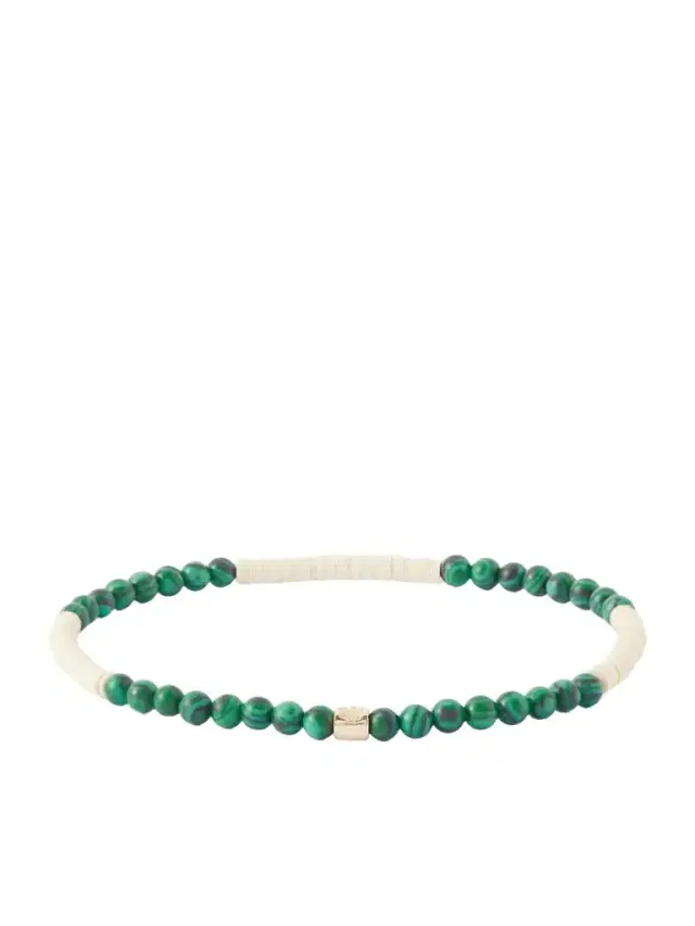 14-Karat Gold, Malachite and Onyx Beaded Bracelet - Men