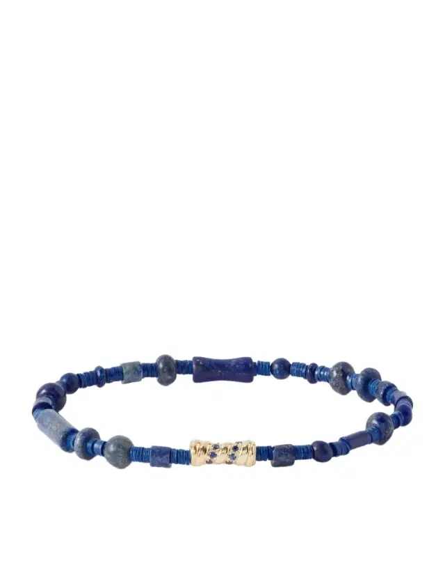 14-Karat Gold, Sapphire and Lapis Lazuli Beaded Bracelet - Men