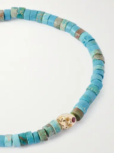 LUIS MORAIS 14-Karat Gold, Ruby and Turquoise Beaded Bracelet - Men | Thumbnail 4