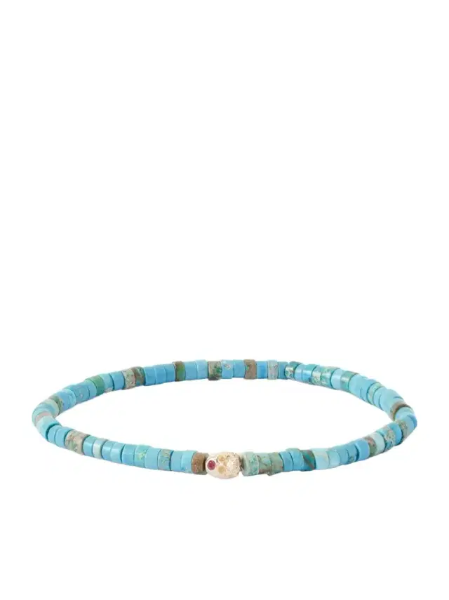 14-Karat Gold, Ruby and Turquoise Beaded Bracelet - Men 14-Karat Gold, Ruby and Turquoise Beaded Bracelet - Men