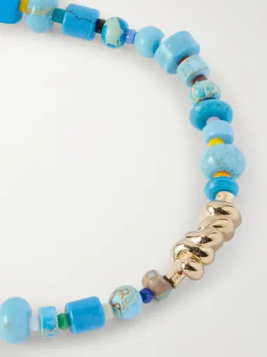 LUIS MORAIS 14-Karat Gold, Turquoise and Glass Beaded Bracelet - Men | Thumbnail 4 LUIS MORAIS 14-Karat Gold, Turquoise and Glass Beaded Bracelet - Men | Thumbnail 4