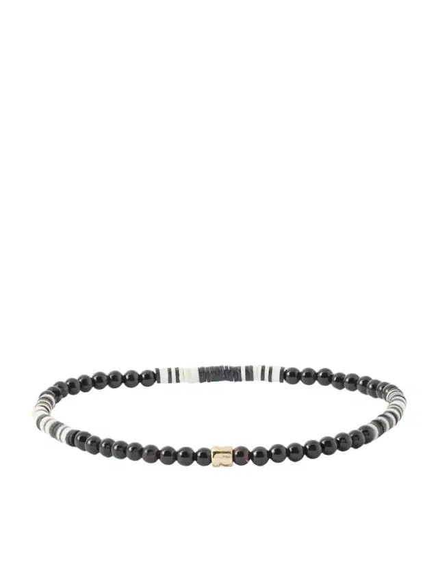 14-Karat Gold Onyx Beaded Bracelet - Men
