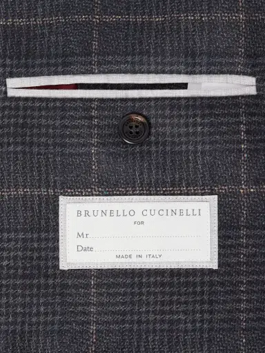 Brunello Cucinelli Checked Double-Breasted Cashmere and Virgin Wool-Blend Suit Jacket - Men | Thumbnail 5