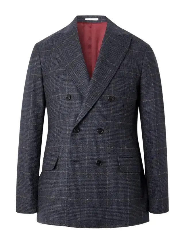 Brunello Cucinelli Checked Double-Breasted Cashmere and Virgin Wool-Blend Suit Jacket - Men