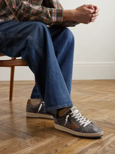 Golden Goose Ball Star Distressed Suede-Trimmed Leather Sneakers - Men | Thumbnail 2 Golden Goose Ball Star Distressed Suede-Trimmed Leather Sneakers - Men | Thumbnail 2