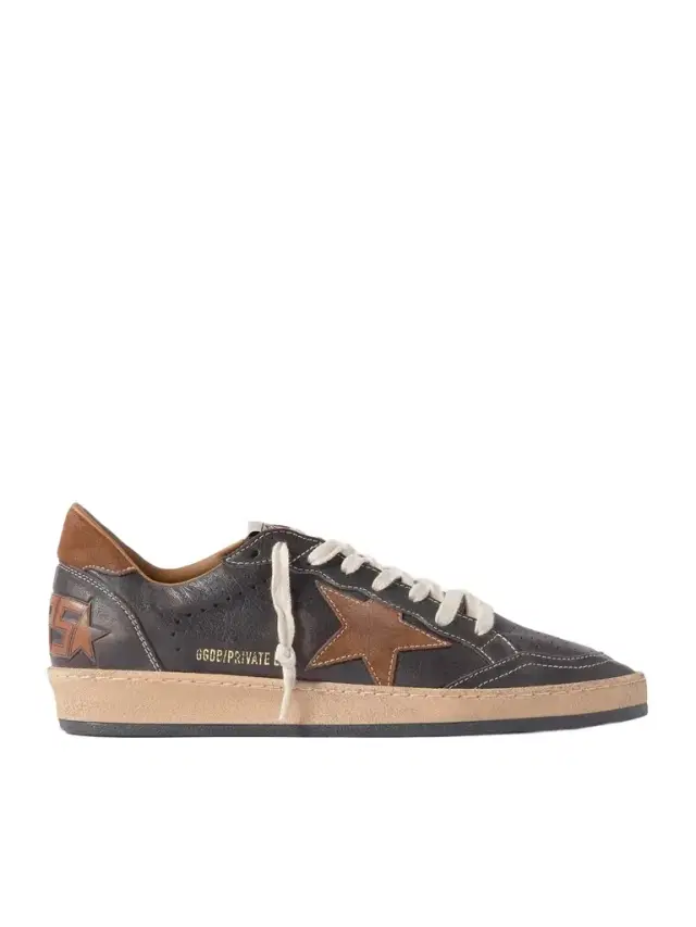 Ball Star Distressed Suede-Trimmed Leather Sneakers - Men