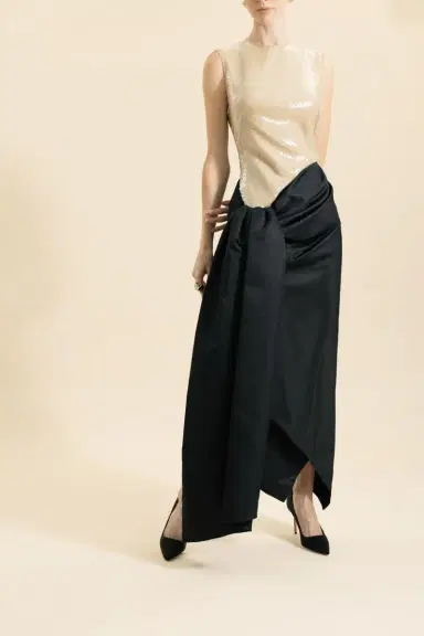 David Koma Sleeveless Draped Skirt Midi Dress | Thumbnail 2