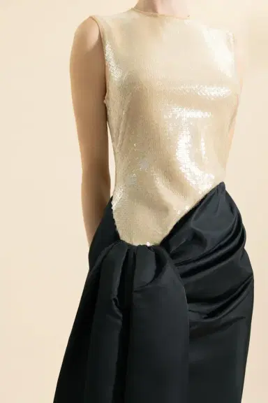 David Koma Sleeveless Draped Skirt Midi Dress | Thumbnail 3