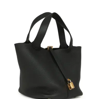 HERMÈS Hermes Picotin Lock 22 Black Clemence Gold Hardware | Thumbnail 2 HERMÈS Hermes Picotin Lock 22 Black Clemence Gold Hardware | Thumbnail 2