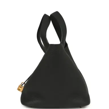 HERMÈS Hermes Picotin Lock 22 Black Clemence Gold Hardware | Thumbnail 4 HERMÈS Hermes Picotin Lock 22 Black Clemence Gold Hardware | Thumbnail 4