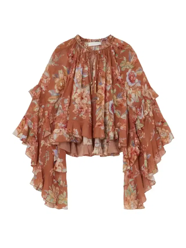 Awaken Ruffled Floral-print Cotton And Silk-blend Crepe De Chine Blouse