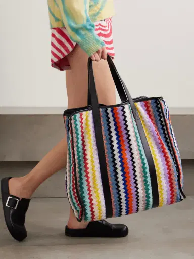 Missoni Home Riverbero Leather-trimmed Striped Cotton-terry Tote | Thumbnail 2 Missoni Home Riverbero Leather-trimmed Striped Cotton-terry Tote | Thumbnail 2
