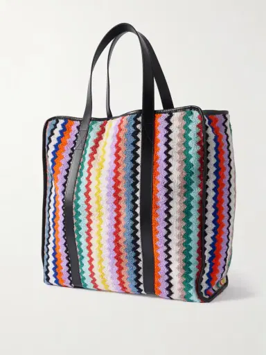 Missoni Home Riverbero Leather-trimmed Striped Cotton-terry Tote | Thumbnail 3 Missoni Home Riverbero Leather-trimmed Striped Cotton-terry Tote | Thumbnail 3