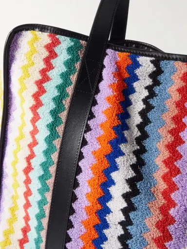 Missoni Home Riverbero Leather-trimmed Striped Cotton-terry Tote | Thumbnail 4 Missoni Home Riverbero Leather-trimmed Striped Cotton-terry Tote | Thumbnail 4
