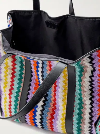 Missoni Home Riverbero Leather-trimmed Striped Cotton-terry Tote | Thumbnail 5 Missoni Home Riverbero Leather-trimmed Striped Cotton-terry Tote | Thumbnail 5