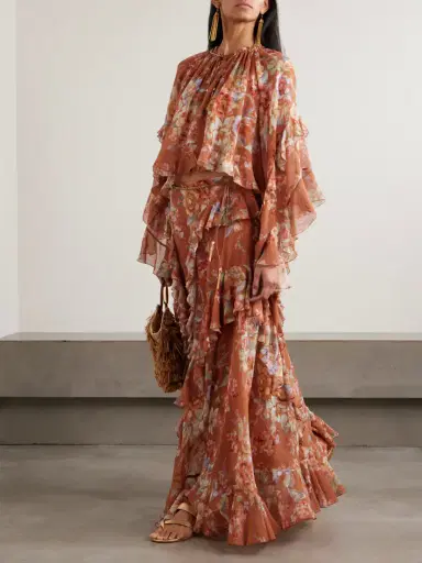 Zimmermann Awaken Belted Ruffled Floral-print Cotton And Silk-blend Crepe De Chine Maxi Skirt | Thumbnail 2 Zimmermann Awaken Belted Ruffled Floral-print Cotton And Silk-blend Crepe De Chine Maxi Skirt | Thumbnail 2
