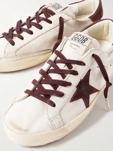 Golden Goose Super-star Distressed Suede-trimmed Leather Sneakers | Thumbnail 4