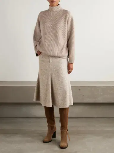 Brunello Cucinelli Bead-embellished Ribbed Cashmere Turtleneck Sweater | Thumbnail 2 Brunello Cucinelli Bead-embellished Ribbed Cashmere Turtleneck Sweater | Thumbnail 2