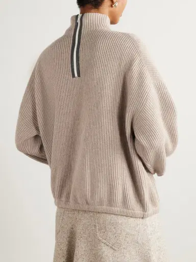 Brunello Cucinelli Bead-embellished Ribbed Cashmere Turtleneck Sweater | Thumbnail 3 Brunello Cucinelli Bead-embellished Ribbed Cashmere Turtleneck Sweater | Thumbnail 3