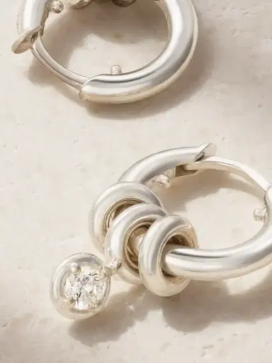 Spinelli Kilcollin Zahra Sterling Silver Diamond Hoop Earrings | Thumbnail 3