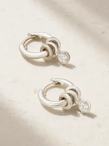 Spinelli Kilcollin Zahra Sterling Silver Diamond Hoop Earrings | Thumbnail 1