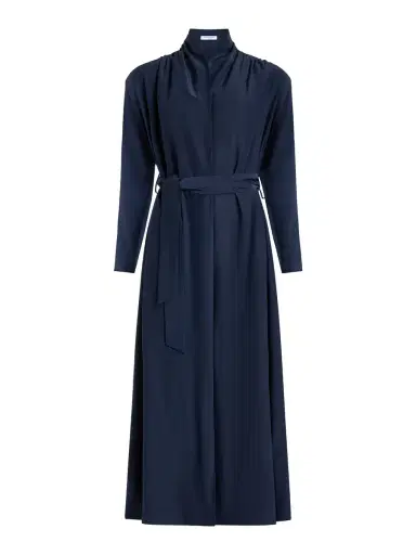 NELLS NELSON Maria Silk Drape Collar Dress | Thumbnail 1
