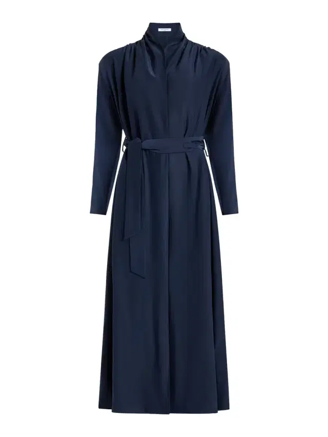 NELLS NELSON Maria Silk Drape Collar Dress