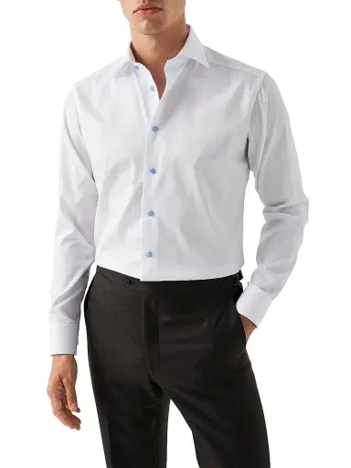 Eton Men's Cotton-Twill Contemporary-Fit Dress Shirt - White Grey | Thumbnail 9 Eton Men's Cotton-Twill Contemporary-Fit Dress Shirt - White Grey | Thumbnail 9