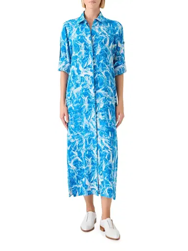 Akris Women's Abstract-Print Silk Shirtdress | Thumbnail 2